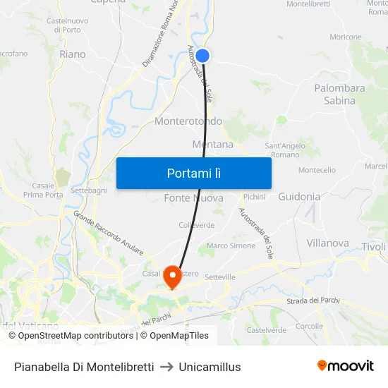 Pianabella Di Montelibretti to Unicamillus map