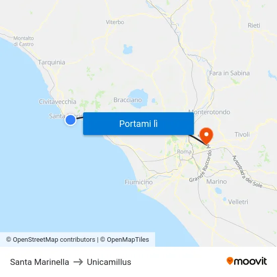 Santa Marinella to Unicamillus map
