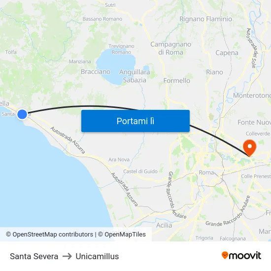 Santa Severa to Unicamillus map
