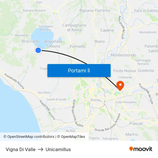 Vigna Di Valle to Unicamillus map