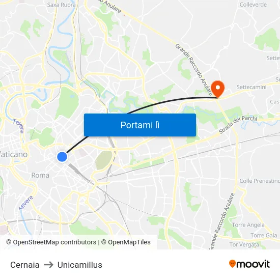 Cernaia to Unicamillus map