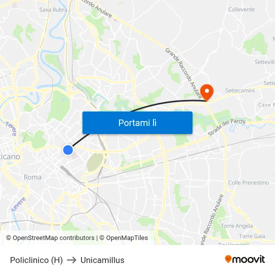Policlinico (H) to Unicamillus map