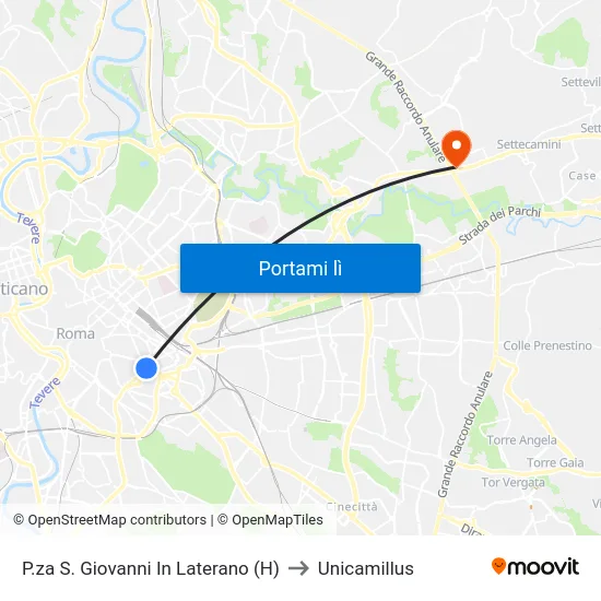 P.za S. Giovanni In Laterano (H) to Unicamillus map
