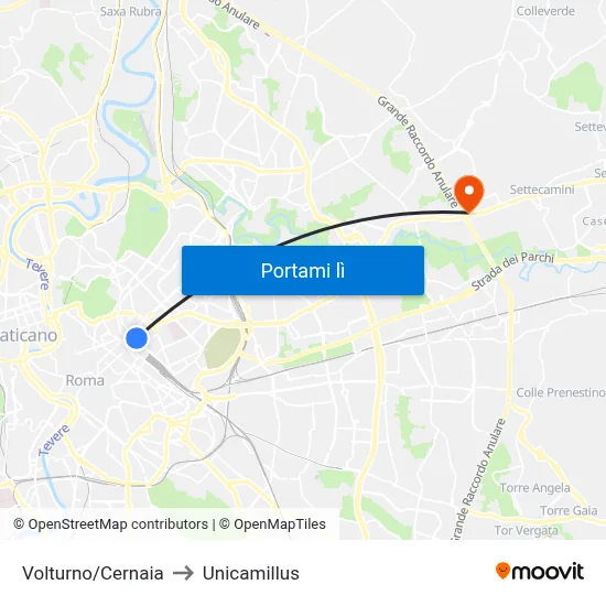 Volturno/Cernaia to Unicamillus map