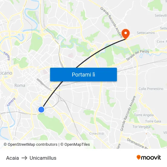Acaia to Unicamillus map