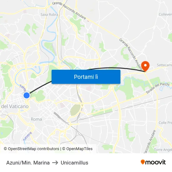 Azuni/Min. Marina to Unicamillus map
