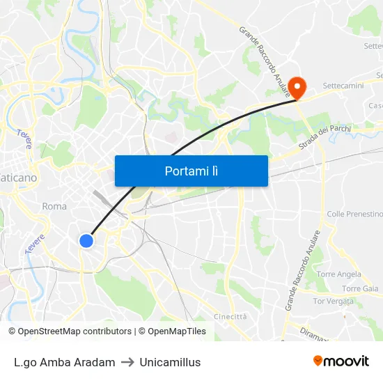 L.go Amba Aradam to Unicamillus map