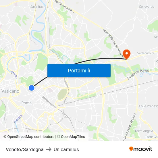 Veneto/Sardegna to Unicamillus map