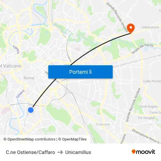 C.ne Ostiense/Caffaro to Unicamillus map