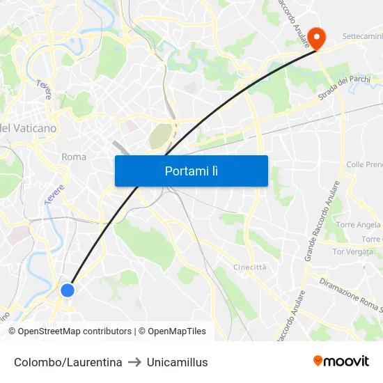 Colombo/Laurentina to Unicamillus map