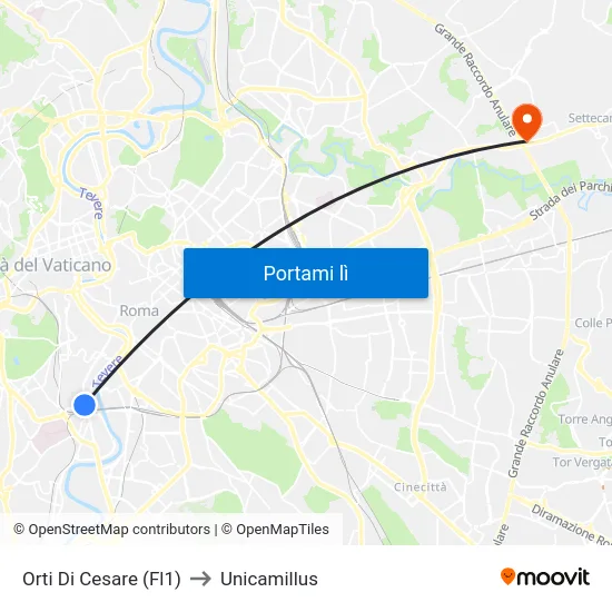 Orti Di Cesare (Fl1) to Unicamillus map