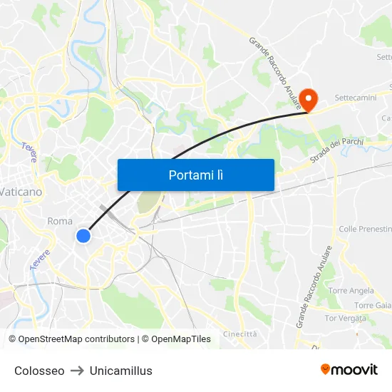 Colosseo to Unicamillus map