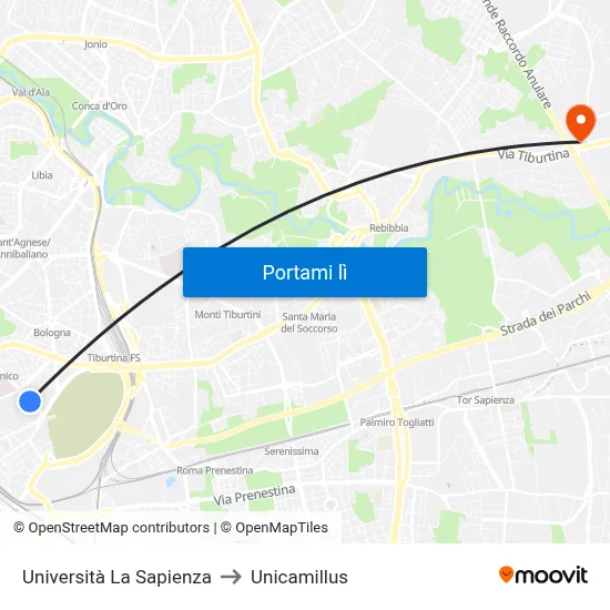 Università  La Sapienza to Unicamillus map