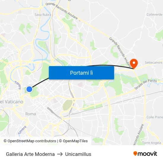 Galleria Arte Moderna to Unicamillus map