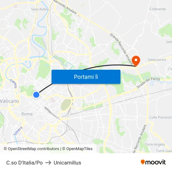 C.so D'Italia/Po to Unicamillus map