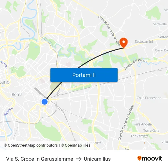 Via S. Croce In Gerusalemme to Unicamillus map