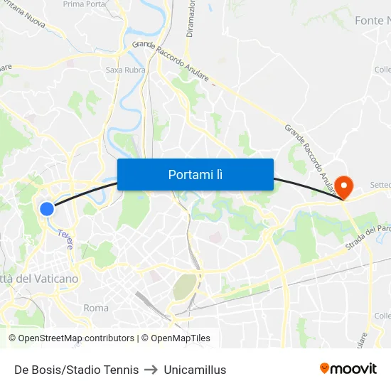 De Bosis/Stadio Tennis to Unicamillus map