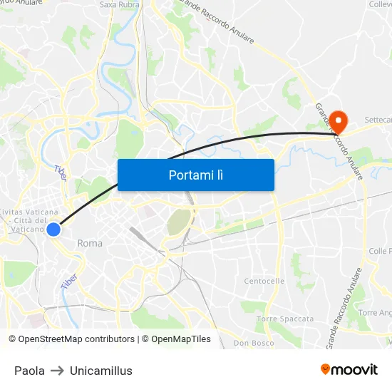 Paola to Unicamillus map