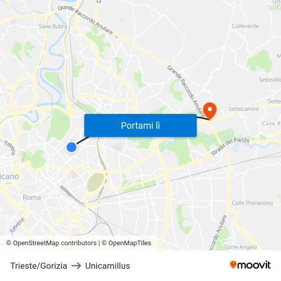 Trieste/Gorizia to Unicamillus map