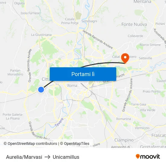 Aurelia/Marvasi to Unicamillus map