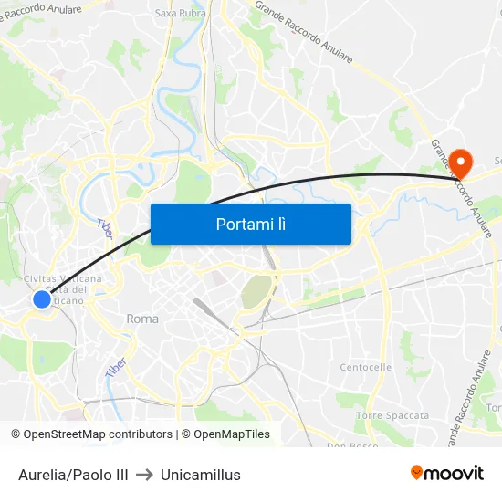 Aurelia/Paolo III to Unicamillus map
