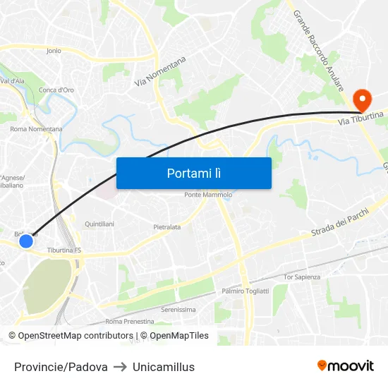 Provincie/Padova to Unicamillus map