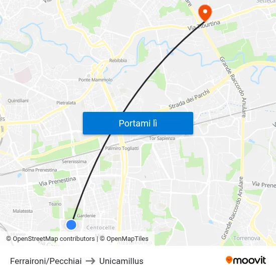 Ferraironi/Pecchiai to Unicamillus map