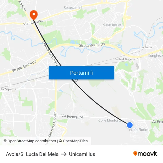 Avola/S. Lucia Del Mela to Unicamillus map