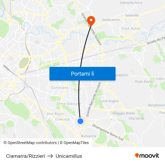 Ciamarra/Rizzieri to Unicamillus map