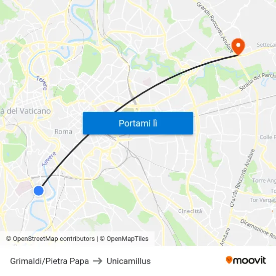 Grimaldi/Pietra Papa to Unicamillus map