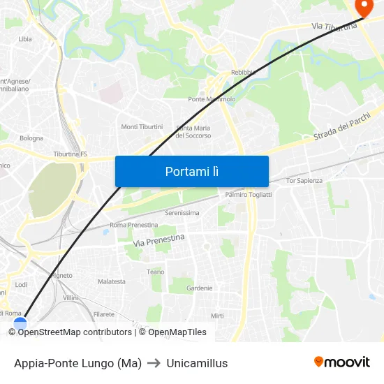 Appia-Ponte Lungo (Ma) to Unicamillus map