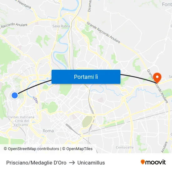 Prisciano/Medaglie D'Oro to Unicamillus map