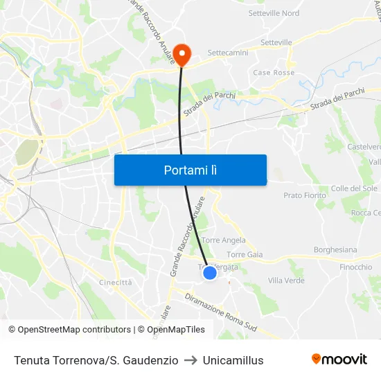 Tenuta Torrenova/S. Gaudenzio to Unicamillus map
