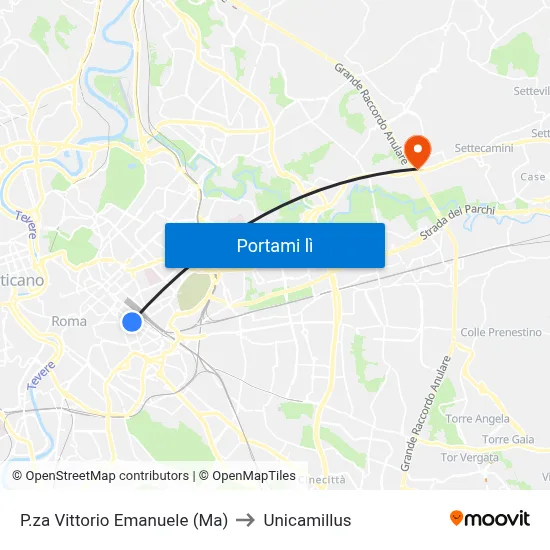 P.za Vittorio Emanuele (Ma) to Unicamillus map
