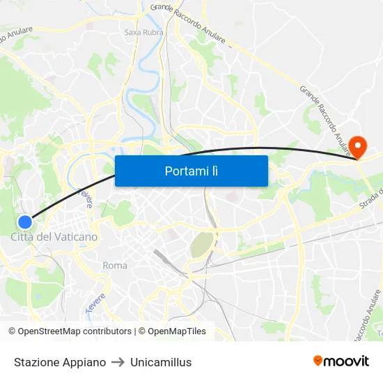 Stazione Appiano to Unicamillus map