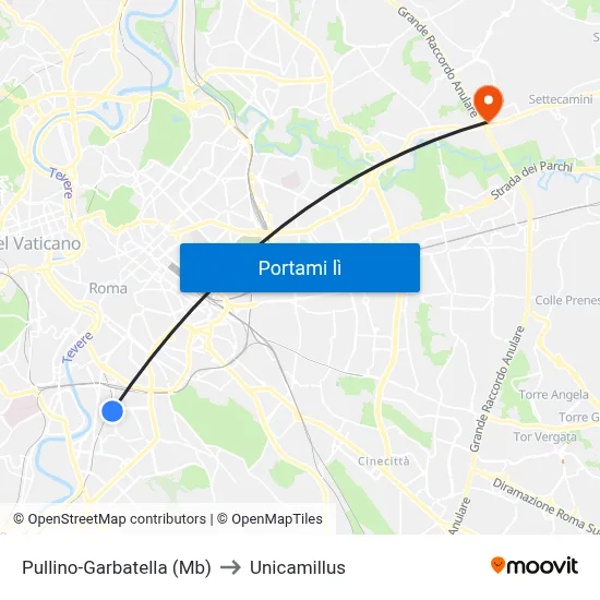 Pullino-Garbatella (Mb) to Unicamillus map