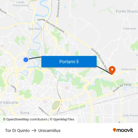 Tor Di Quinto to Unicamillus map