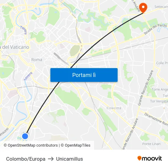 Colombo/Europa to Unicamillus map
