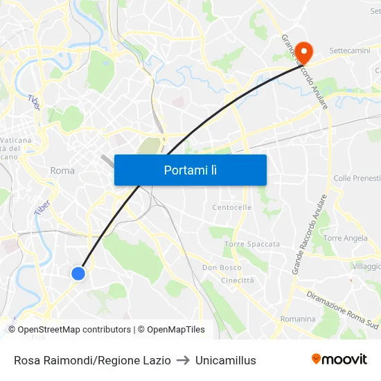 Rosa Raimondi/Regione Lazio to Unicamillus map