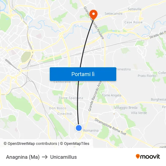 Anagnina (Ma) to Unicamillus map