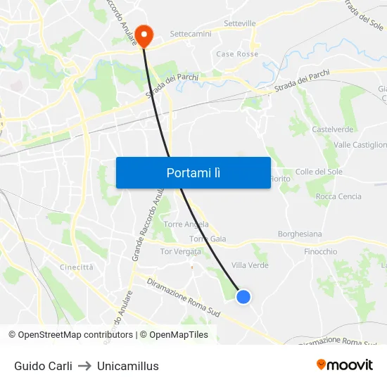 Guido Carli to Unicamillus map