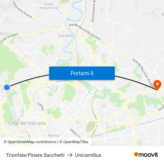 Trionfale/Pineta Sacchetti to Unicamillus map
