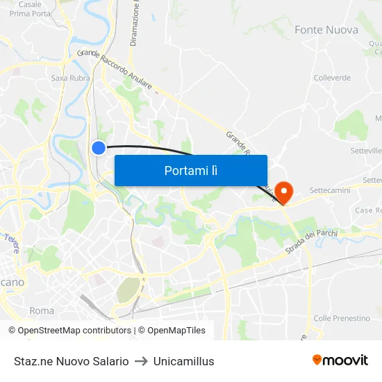 Staz.ne Nuovo Salario to Unicamillus map