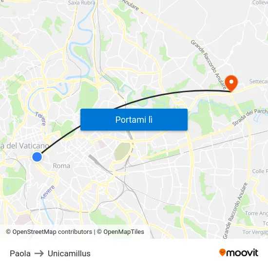 Paola to Unicamillus map