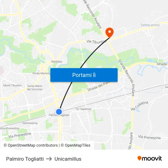 Palmiro Togliatti to Unicamillus map