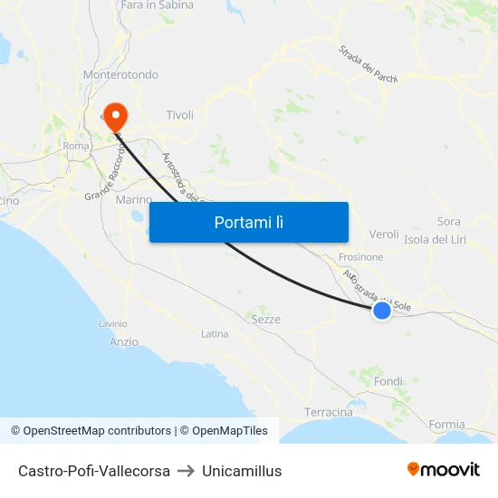 Castro-Pofi-Vallecorsa to Unicamillus map