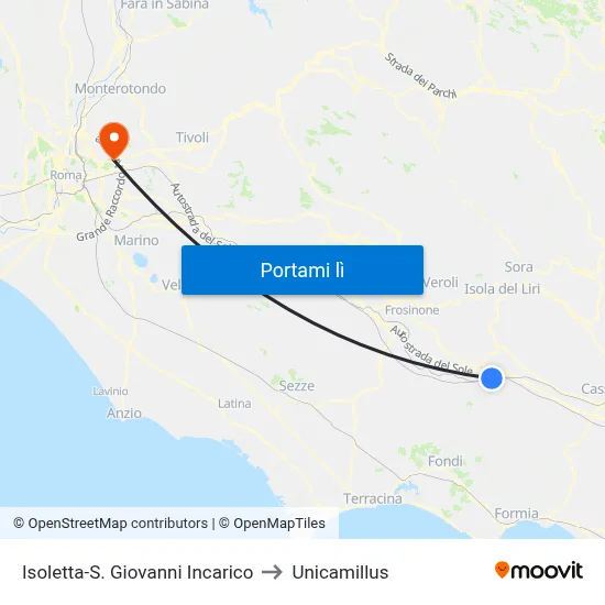 Isoletta-S. Giovanni Incarico to Unicamillus map