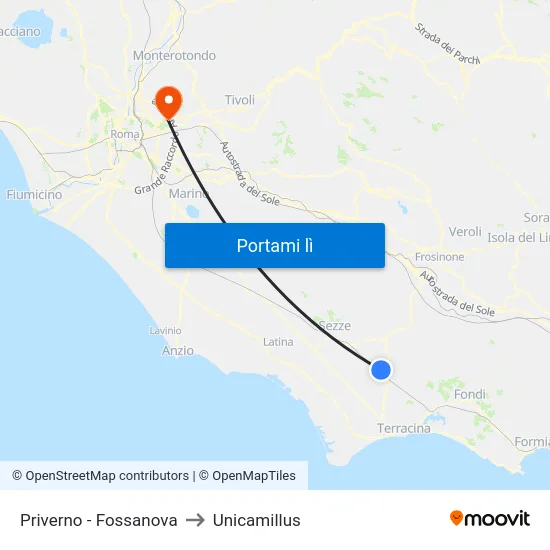 Priverno - Fossanova to Unicamillus map