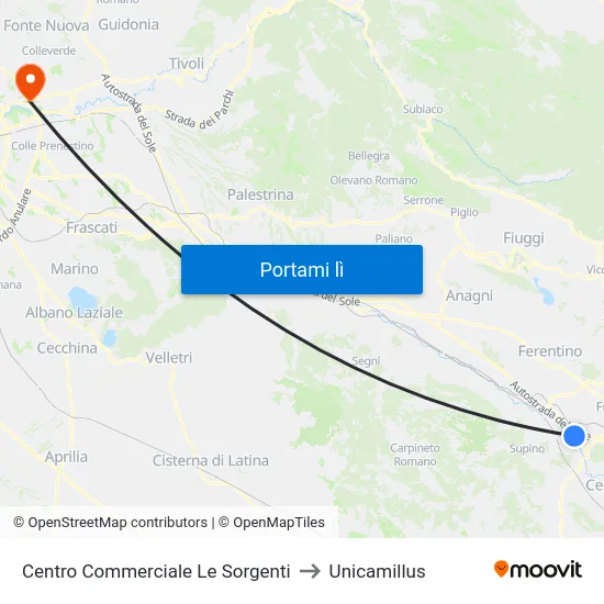 Centro Commerciale Le Sorgenti to Unicamillus map