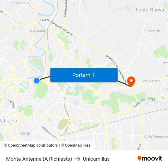 Monte Antenne (A Richiesta) to Unicamillus map